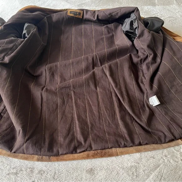 Vintage Yukalix Men's Brown Suede Field Jacket Coat Button Up Men's L Rugged - Picture 15 of 16